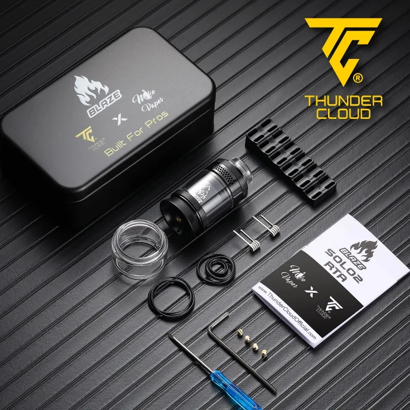 Original ThunderHead Cloud Blaze Solo 2 RTA 5,5ml Enchimento superior Bobina única Postless Build Deck Cigarros eletrônicos Atomizador