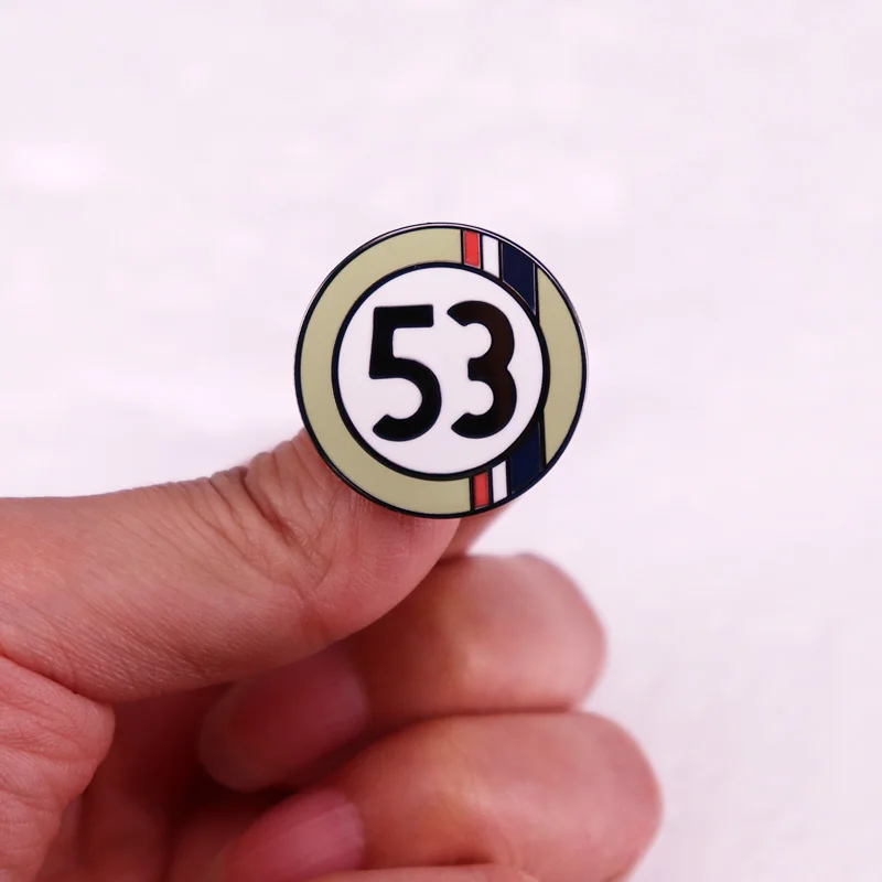 The Love Bug movie blue and red racing stripes cute car number 53 Enamel Pin brooch jewelry Backpack Decorate view 3