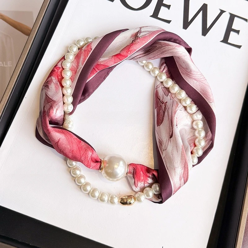 Neck Protection Scarf Pearl Magnetic Buckle Long Necklace Feminine Temperament Versatile Decoration High End Feeling Wholesale