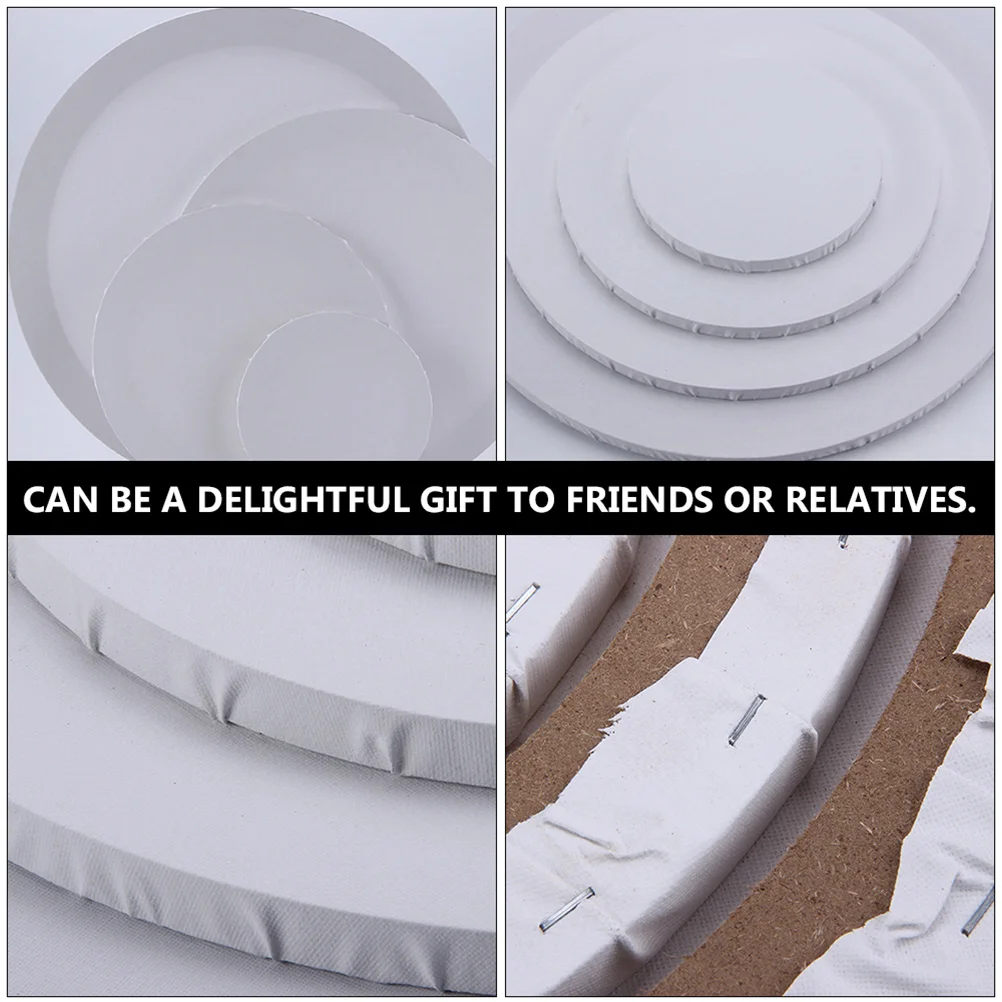 4 قطعة النفط فارغة النفط اللوحة قماش قماش لوحات خشبية مستديرة المهنية امتدت سميكة القطن Diy بها بنفسك الفن الحرفية ديكور