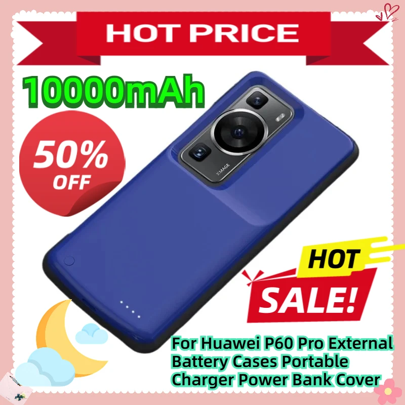 

10000mAh For Huawei P60 Pro External Battery Cases Portable Charger Power Bank Cover