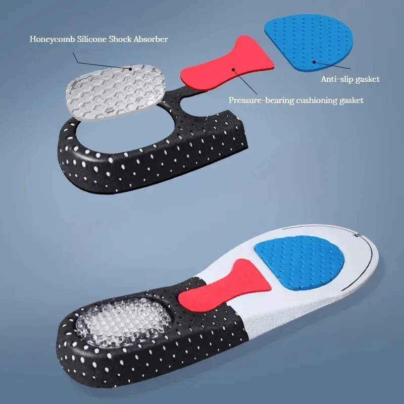 1 Pair Cuttable Silicone For Men Women Orthotic Arch Support Sport Shoe Pad Soft Running Insert Cushion Memory Foam Insole