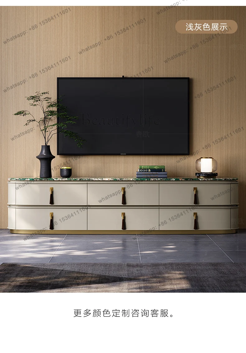Light Luxury TV Cabinet Large Flat-floor Villa Living Room Fashion Customization Post-modern Italian High-grade Marble