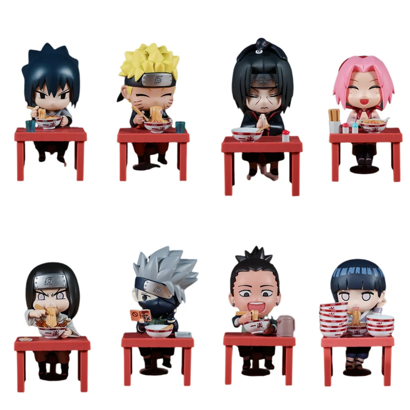Disponibile Bandai Naruto Ramen Series Blind Box - Naruto Sasuke Itachi Chibi Figure Mini modello da collezione Set regalo anime Kawaii