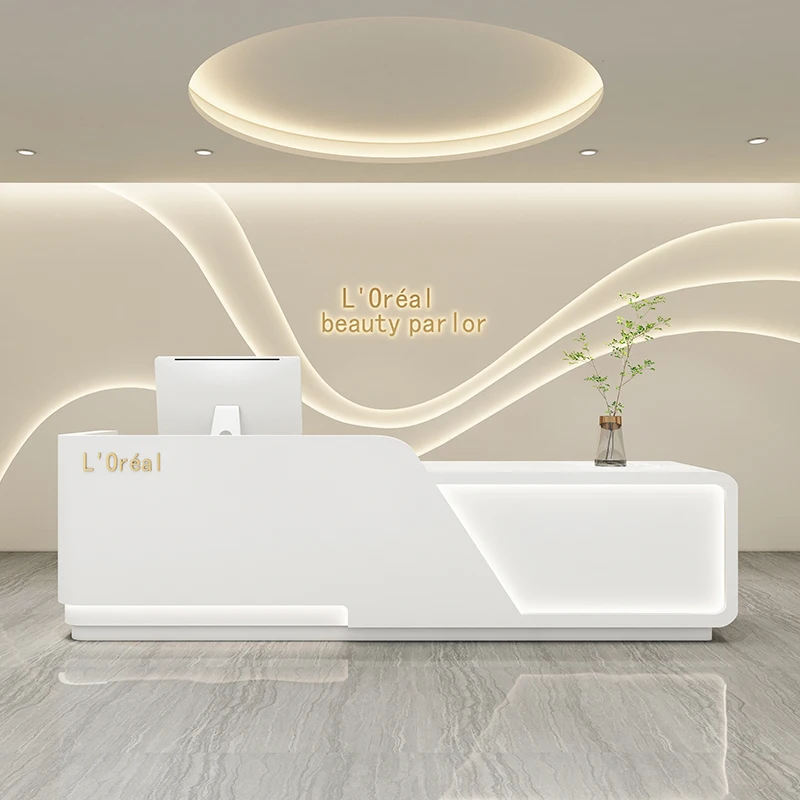 Shop Computer Reception Desks Cashier Siting Study Corner White Desk Service Wooden Mostrador Tienda Office Reception Furniture