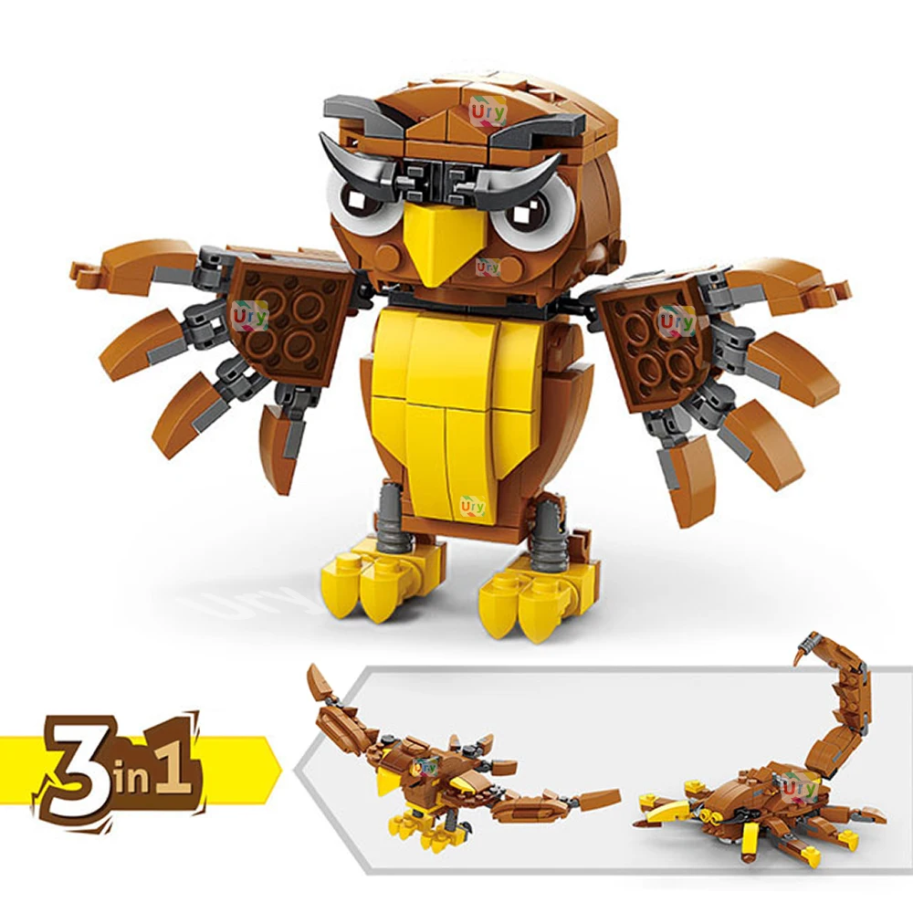 Moc-Building Blocks Model Set para crianças, DIY Assemble Toy, oceano, marinha, peixes, animais, tubarão, tigre, coruja, crocodilo, presente da
