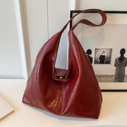 Vintage PU Leather Shoulder Bag for Women Soft Tote Bag Shopper Commuter Underarm Bag Bolso Mujer Fashion Large Capacity Handbag