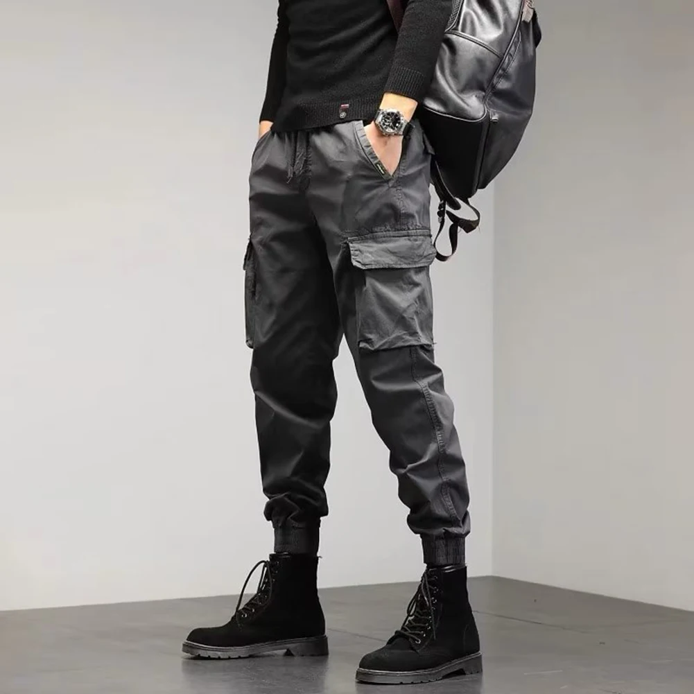 Outdoor Overalls for Men Casual Solid Color Cargo Pants Slight Stretch Suitable for Spring Autumn Grey Black Green M 3XL