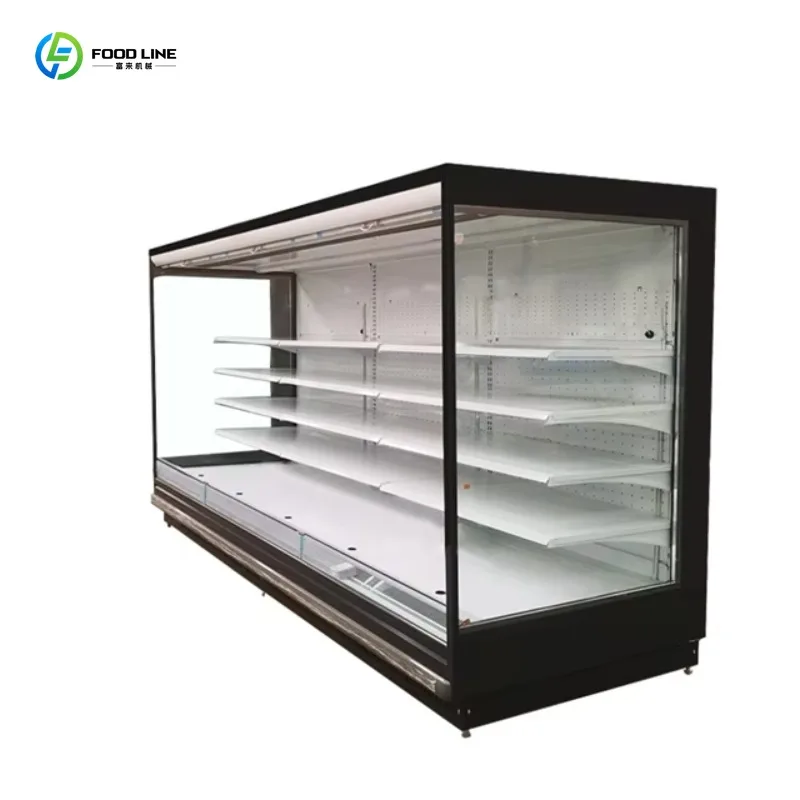 Customized Commercial Air Cooled Supermarket Beverage Display Cabinet Open Low Temperature Milk Fruit Preservation Fridge