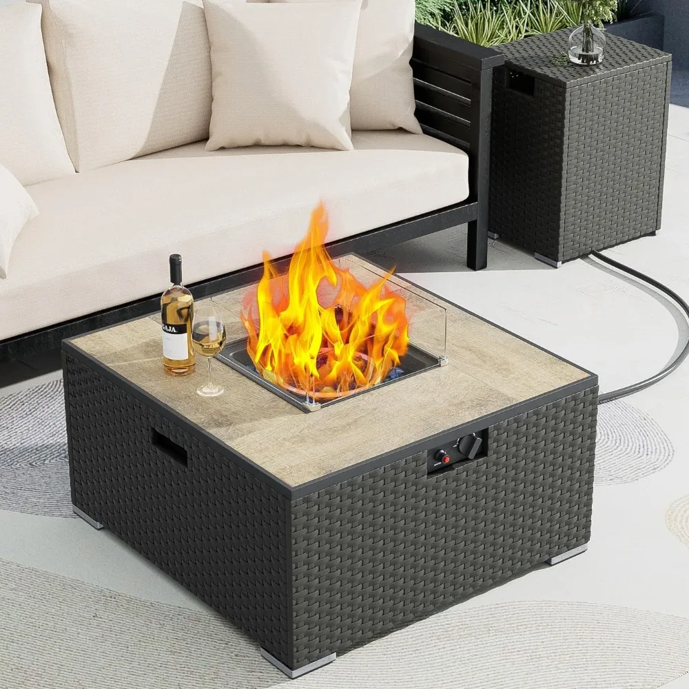 

31,5-дюймовый стол для костра на пропане, квадратная уличная костра 2 в 1 со столом-цистерном емкостью 20 фунтов, наружная терраса для патио и сада