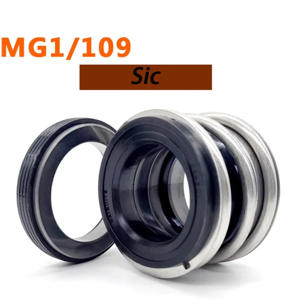 1Pcs Sic / FKM Mechanical Shaft Seal Single Spring For Water Pump 109 Series MG1 MB1-18/20/22/25/28/30/32/35/38/40/45-65mm