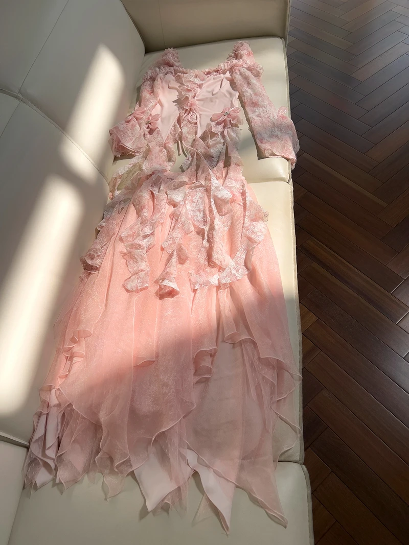 

Sweet Sle Wedding Dr Set High Waist A-Line Skirt Zipper Closure No Sve Long Dr Casual Wear Polyester Nylon Fabric