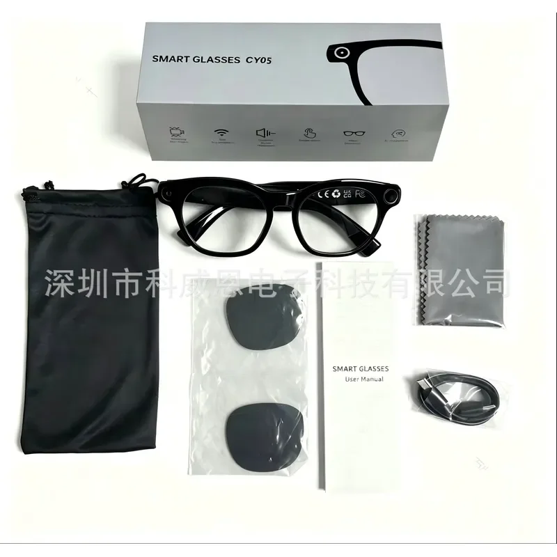 AI Smart Glasses 800W HD Camera Video Recording Real Time Translation Bluetooth Headset Hands Free Calling Wearable Tech for