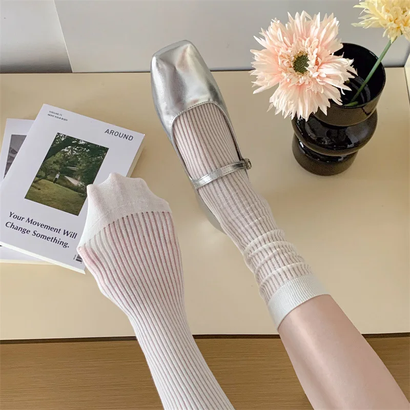 

Summer Socks For Women Thin New Candy Color Hollow Out Loose Socks Women's Casual Basic Sweet Girls Fashion Long Socks Comfort