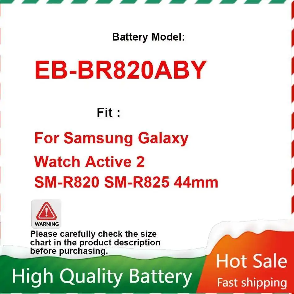 EB-BR820ABY 삼성 갤럭시 워치 액티브 2 SM-R820 SM-R825, 330mAh 배터리, 44mm 휴대용 배터리 보증 및 도구