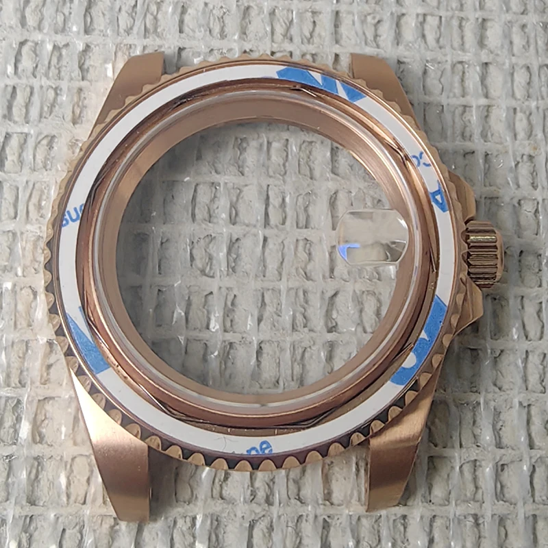 40mm red case for NH34 35 36 8215 movement, 28.5mm dial, sapphire glass back, transparent waterproof