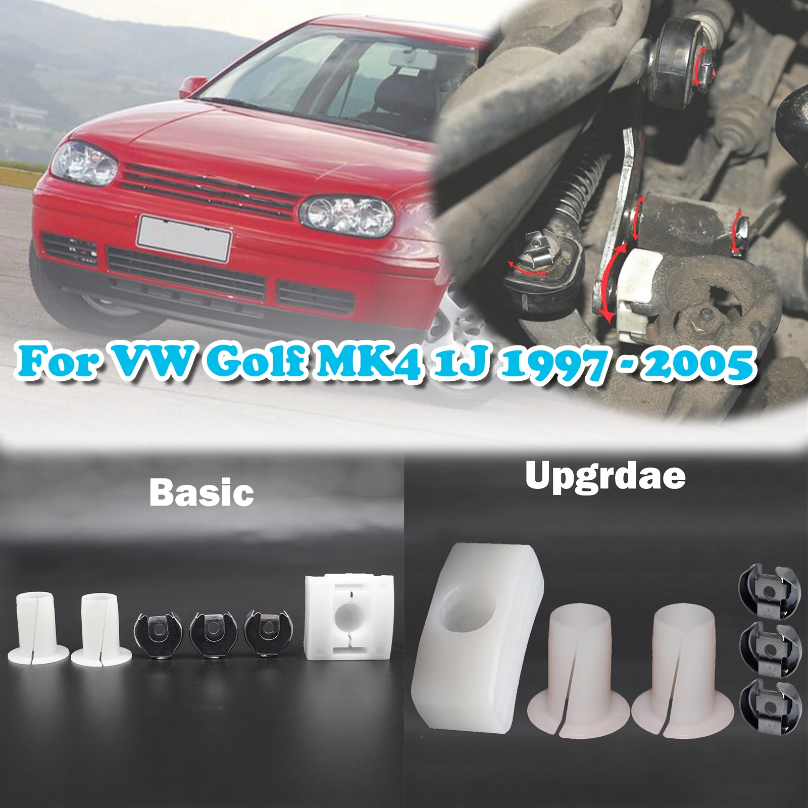 For VW Golf MK4 1J Gear Selector Wiring Washer Shift Relay Lever Slide Shoe Bushing Bearing Kit N90815903 1997 1998 1999 - 2005