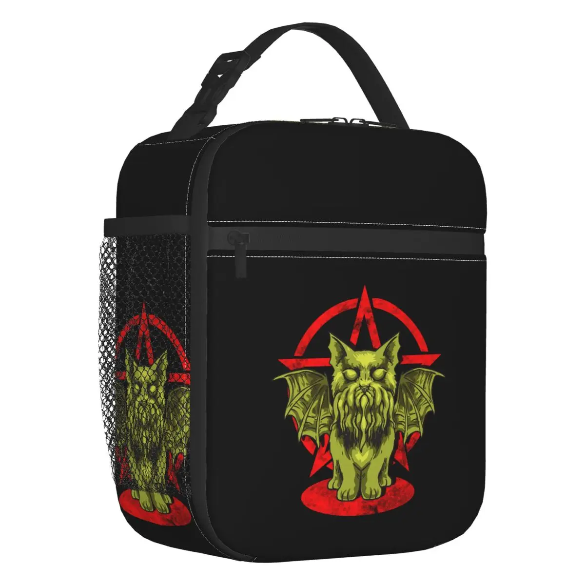 Funny Satanic Cathulhu Cat Cthulhu Insulated Lunch Bags for Outdoor Picnic Portable Thermal Cooler Bento Box Women Kids