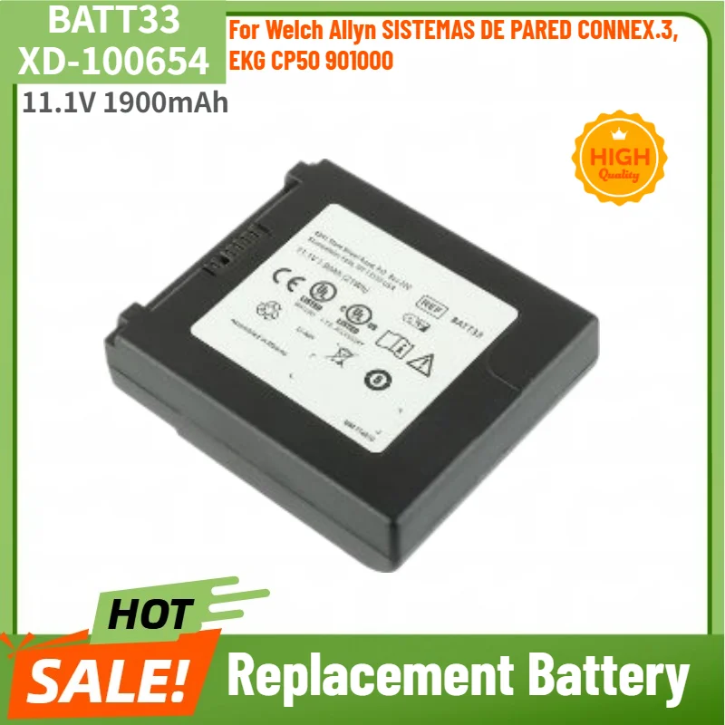 BATT33 XD-100654 High Quality Battery 11.1V 1900mAh For Welch Allyn SISTEMAS DE PARED CONNEX.3,EKG CP50 901000 Battery