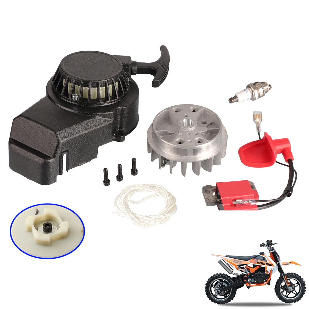 

Motorcycle Alloy Easy Pull Recoil Start Starter Ignition Coil For 2 Stroke Engine 47cc 49cc Mini Moto Pocket Bike Kids ATV Quad