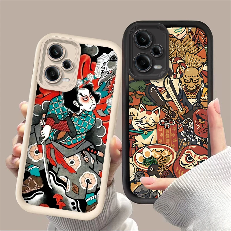 Ukiyo-e Ghost Samurai Sea Wave Case for Xiaomi Redmi Note 13 12 11 Pro Plus 4G 5G 12S 11S 10S 10 9 9S Redmi 14C 13C 12C A3 12