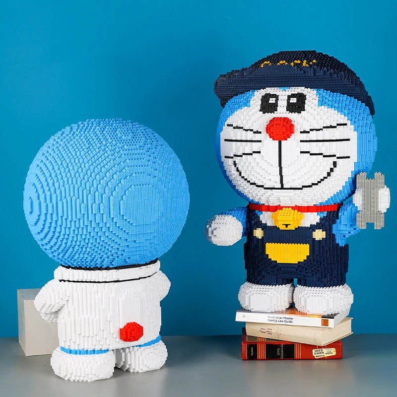 Big Doraemon COS The God Of Wealth Building Block Cartoon Blue Cat Model Assembled Magic Bricks Toy For Kids Birthday Gift