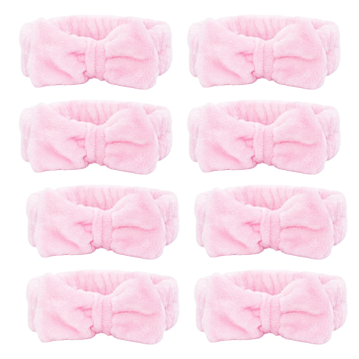 8pcs soft and high elasticity SPA headband with bow design, suitable for washing face and makeup,Special for real hair wigs