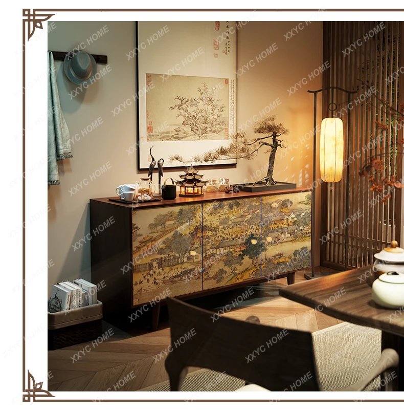 

Solid Wood Sideboard Cabinet for Homestay Restaurant Entrance Storage Multi-Functional Tea Cabinet