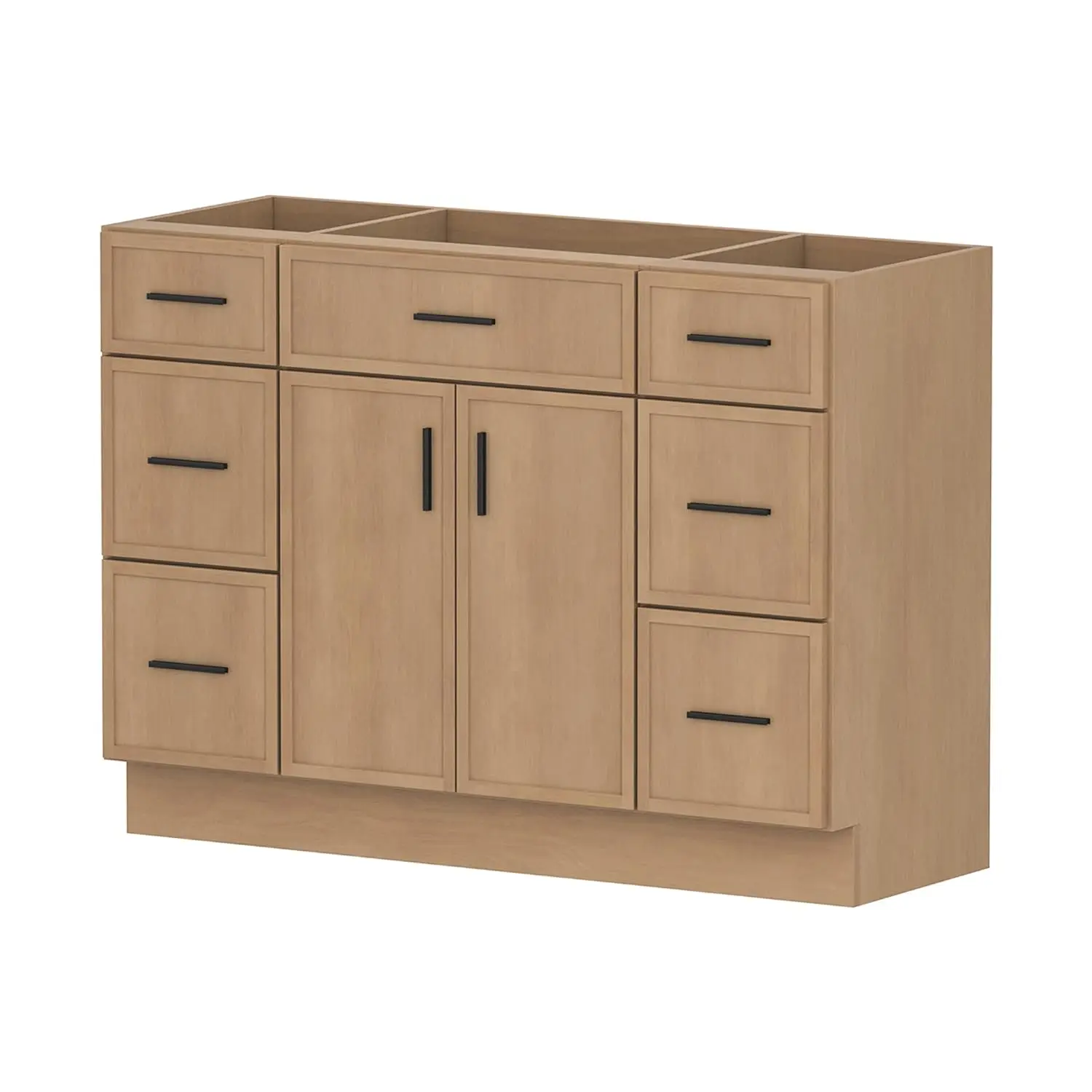48 Inch Bathroom Vanity Without Sink Freestanding Cabinet 2 Soft Close Doors & 6 Drawers Large Storage Natural Wood, Customized