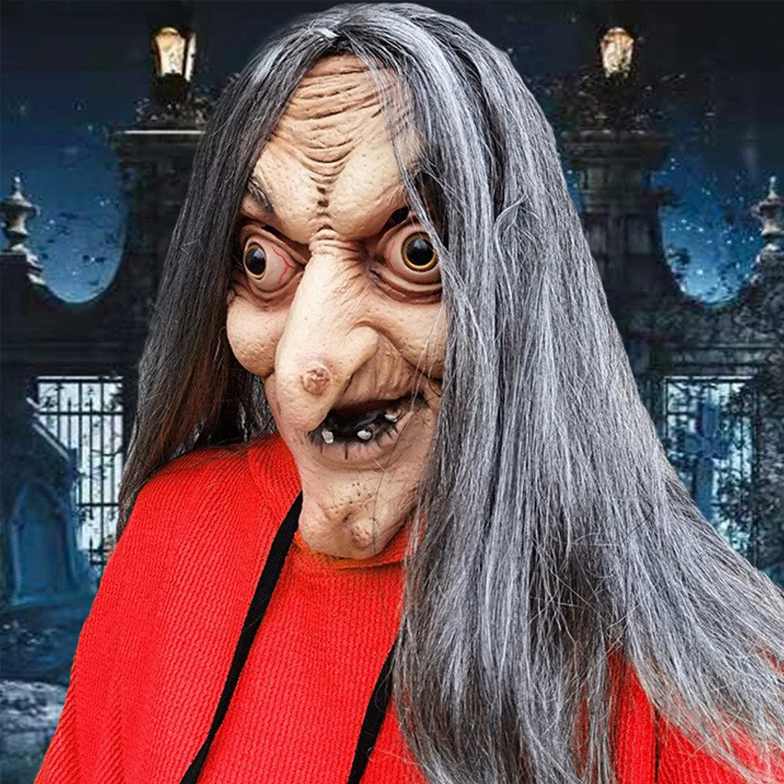 Halloween Evil Witch Mask Headgear Terrifying Halloween Full-face Mask Halloween Cosplay Masks Scary Party Mask Prop