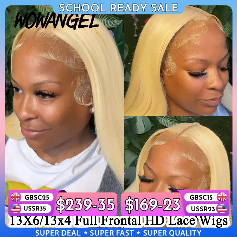 Wow Angel 613 HD dentelle frontale perruque 13X6 pleine dentelle avant droite perruque de cheveux humains pré plumé naturel cuir chevelu pour femme sans colle