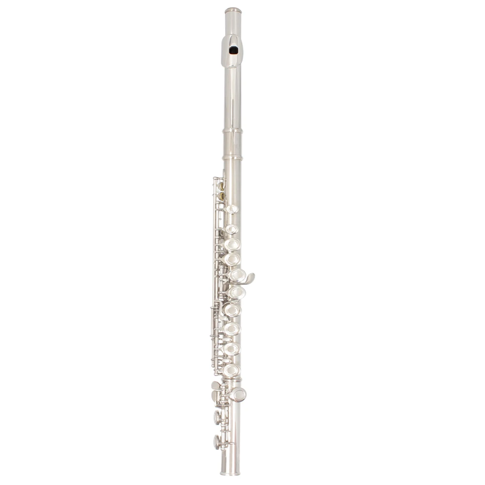 16 Closed Open Holes C Flute Cupronickel Silver Plated Concert Flute Instrument Transversal With E Key Box Cleaning Cloth Gloves