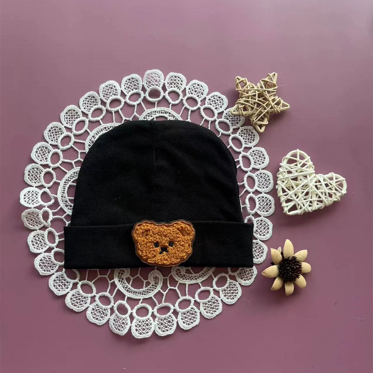 Fashion Cartoon Bear Kids Hats Toddler Baby Boy Girl Infant Cotton Soft Warm Earmuffs Hat Beanies Cap Winter Knitted Newborn Hat