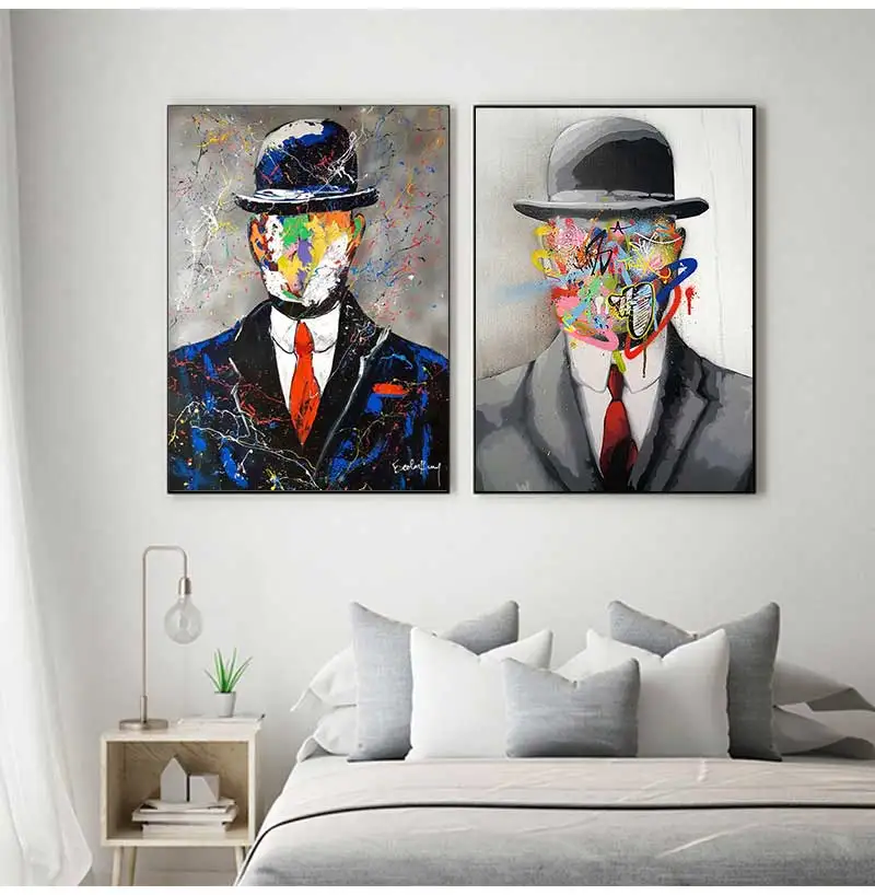 Son of Man Graffiti Art Posters and Prints Pop Art Canvas Paintings Street Art for Home Decor Rene Magritte Famous Painting