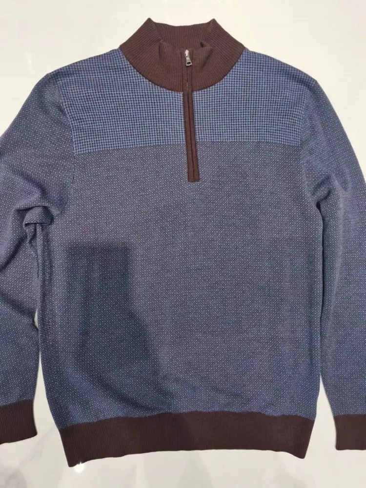 

Мужской свитер на молнии с капюшоном, полувысоким воротником, классического цвета, для делового повседневного стиля, универсальный, новый стиль, модный, вязаный, шерстяной