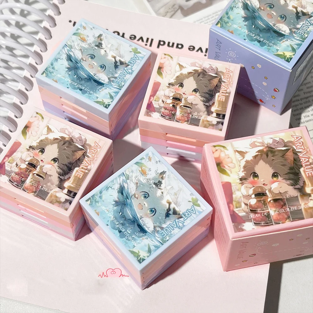 4-Farben-Glitzer-Lidschatten-Palette, koreanisches rosa Lidschatten-Puder, Pigmente, langanhaltendes Make-up, Textmarker, schimmernde Augenkosmetik