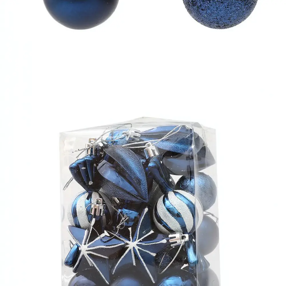 Holiday Christmas Pendants Deep Blue Ornaments Set Plastic Tree Decorations Modern Artistic Style Festive Home Supplies