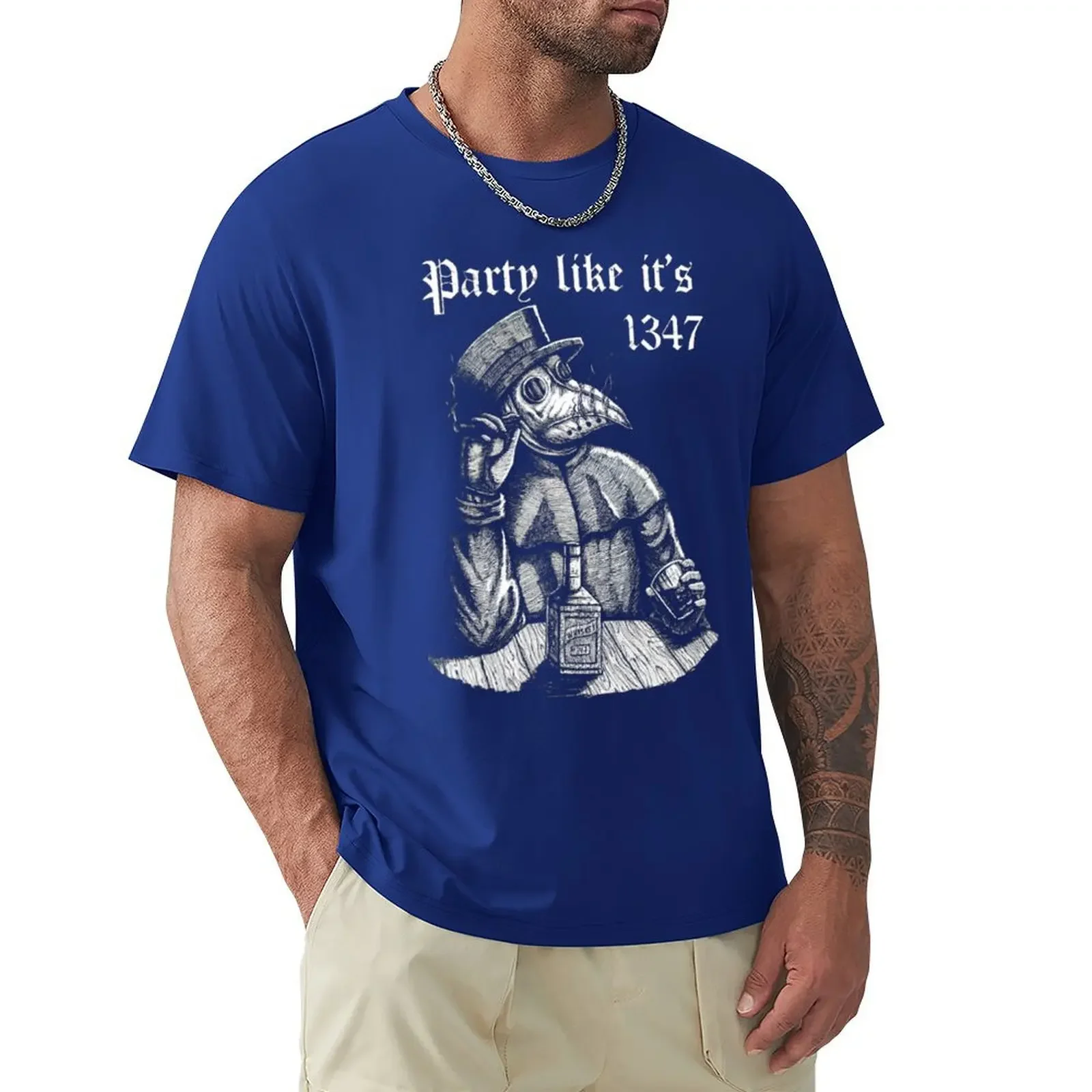 Camiseta Vintage Party Like It's 1347 de Doctor de la peste para hombre, camiseta divertida de terror Medieval, camisetas de algodón 4XL 5XL, ropa