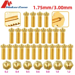 V6 Volcano Brass Nozzle para impressora 3D, capacidade ultra grande, impressão rápida, peças sobressalentes Genius artilharia, Anycubic, 1.75mm, 3.0mm, 5 peças