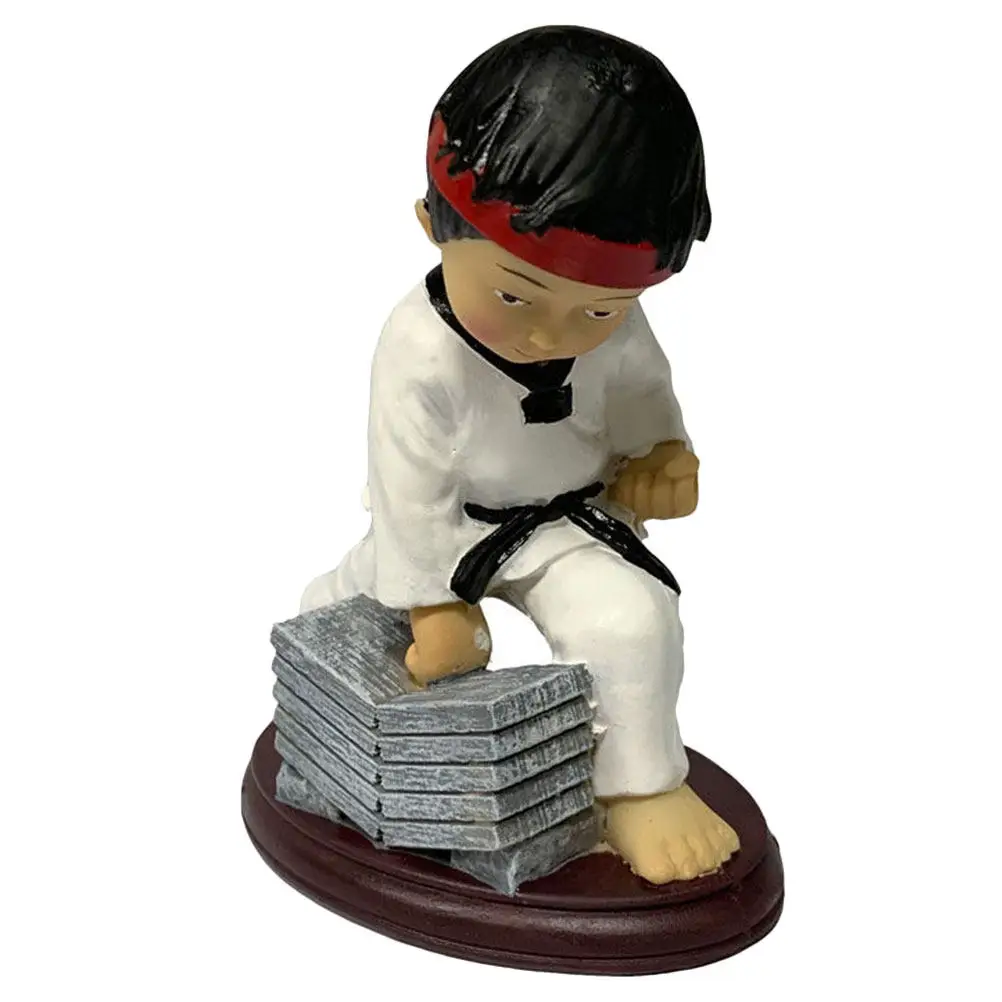Resin Taekwondo Boy Ornament Stylish Handmade Cake Topper Table Decor Indoor Outdoor Desktop Garden Accent Cute Boy Gift Idea