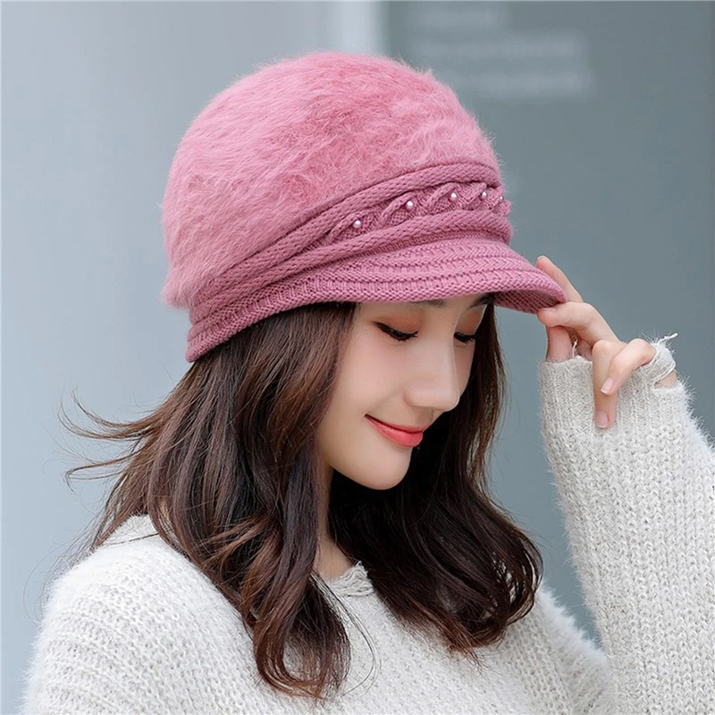 Cálidos gorros de punto para mujer, gorro de moda para Otoño e Invierno