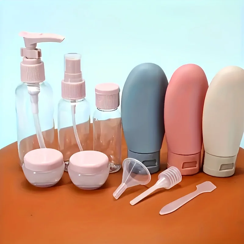 11 pcs Deluxe Refillable Travel Bottles Set ,Wash,Travel Essentials Kit with Unscented, Durable, and Space-Saving Design