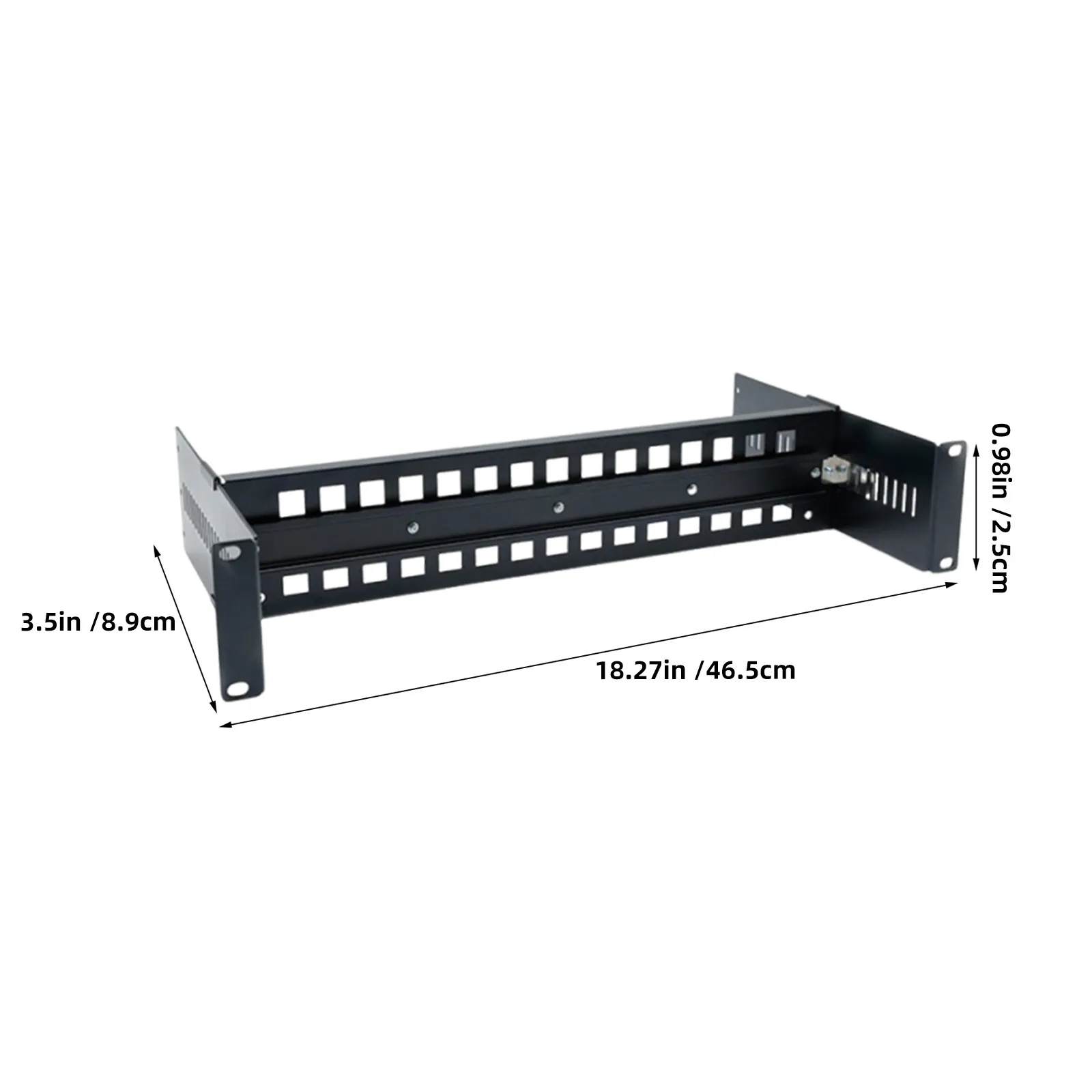 Adjustable Rack Mount Din Rail Bracket 19 Inch 2U Aluminum Alloy Network Switch Mount Rail for Media Converter Power Supply