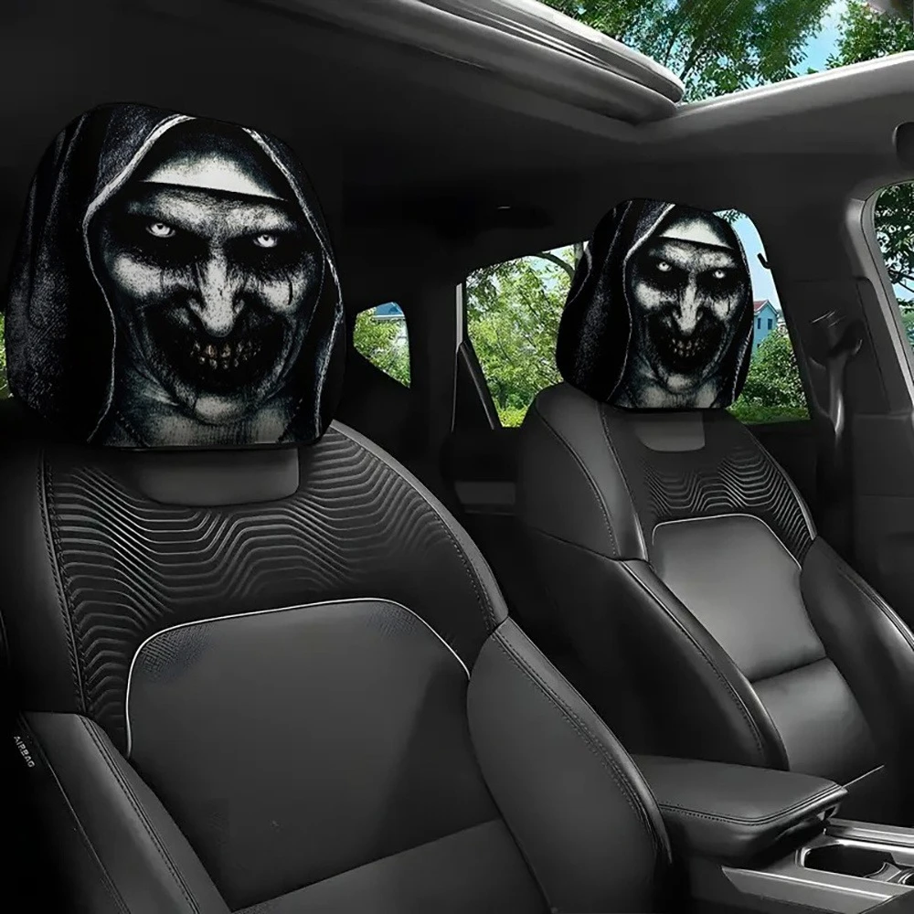 Horror Nun Headrest Covers, Removable & Washable, Universal Daily Car Headrest Covers