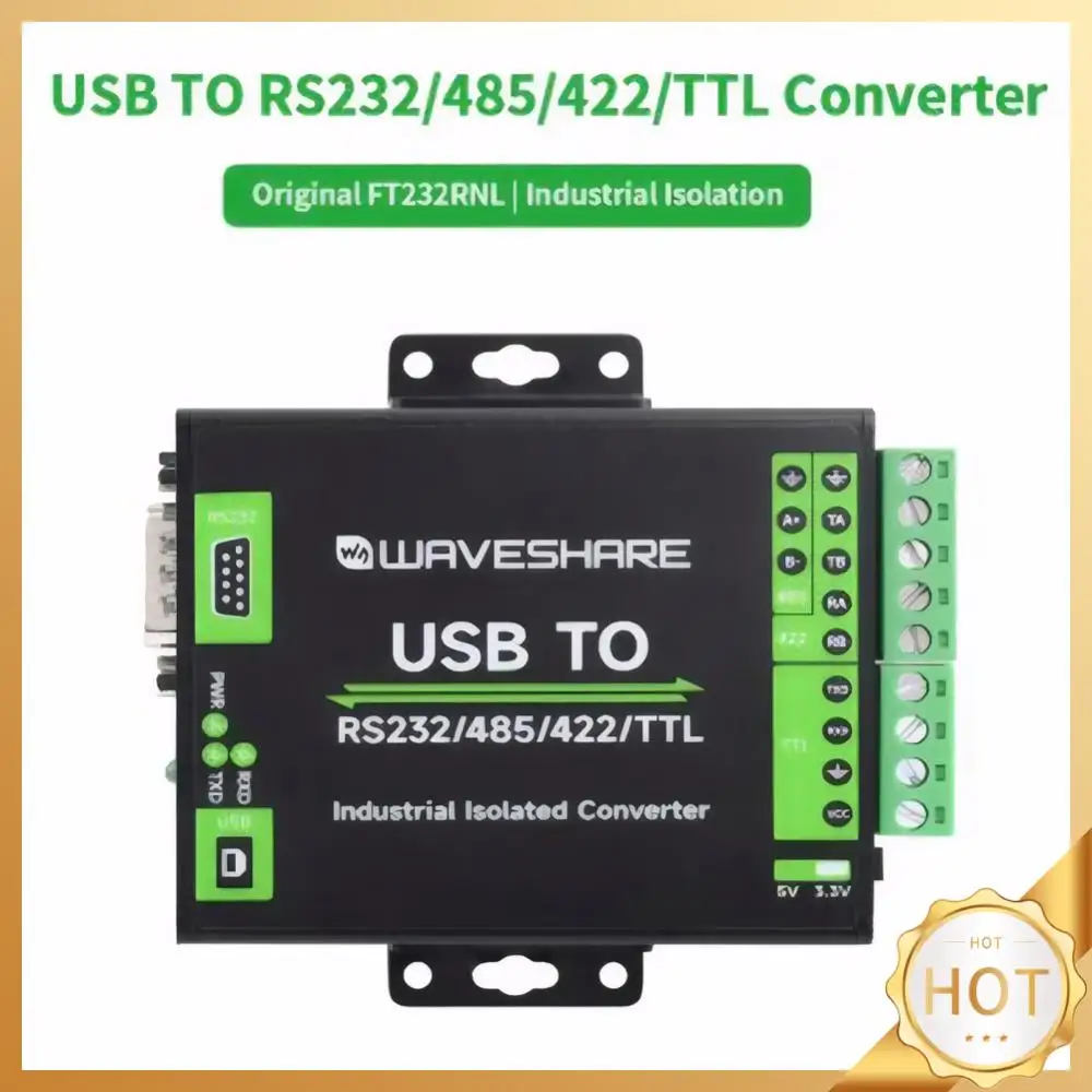 

FT232RNL USB To RS232/485/422/TTL Converter Built-In Self-Recovering Fuse Wall-Mount Rail-Mount Support for Mac/Windows/Linux