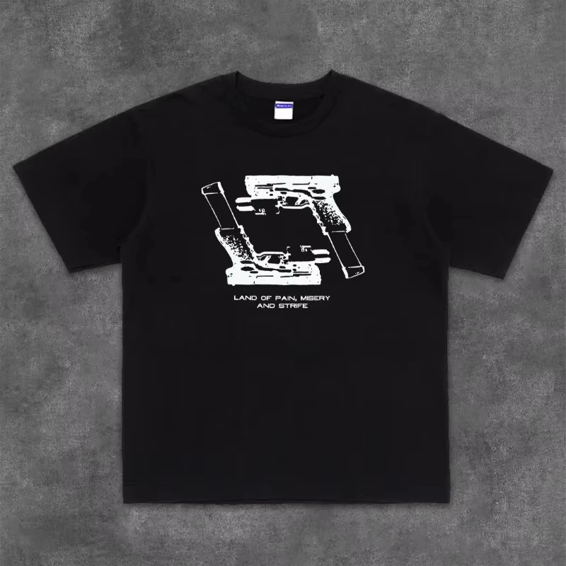 أفضل بيع الاتجاه هوك على لك تي شيرتات قصيرة الاكمام مسدس القطن طاقم الرقبة فضفاضة نصف كم تي شيرت الرجال الملابس