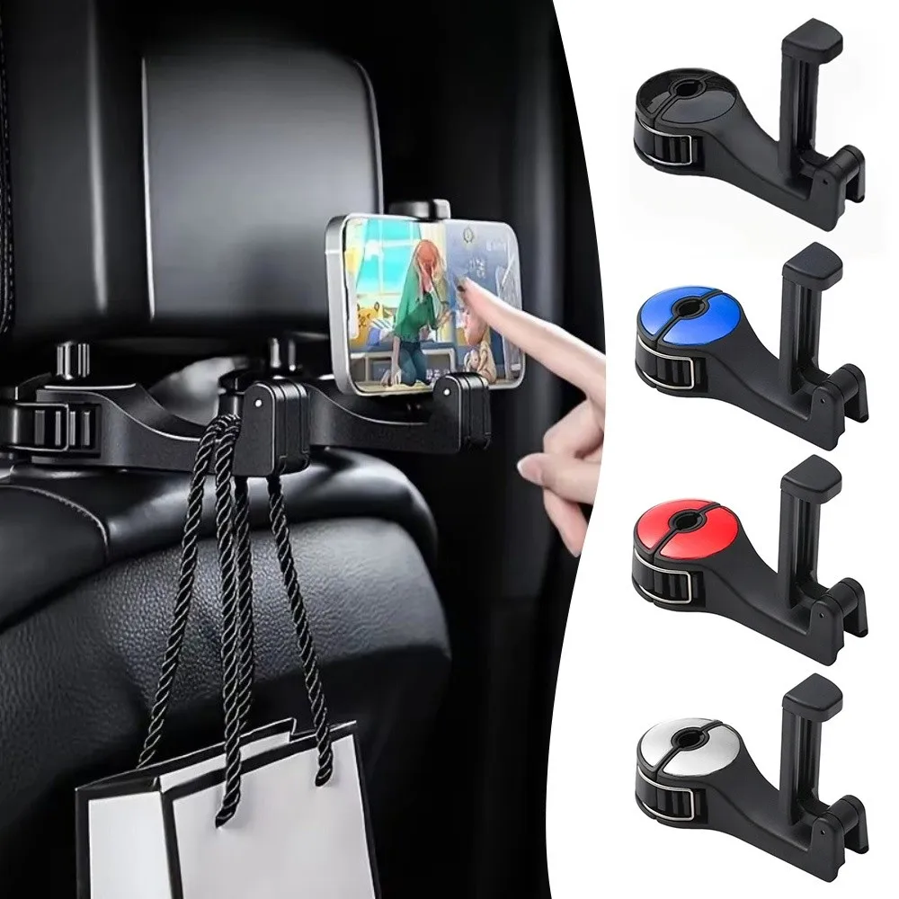 

Universal 2 In 1 Car Hook Hidden Hanging Storage Mobile Phone Holder Adjustable Lock Buckle Headrest Hook For Rear Seat