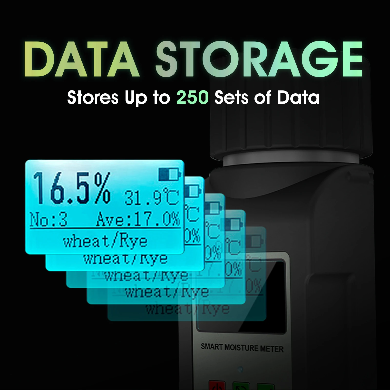 Portable 25-Grain Intelligent Moisture Tester with Digital Display, Voice Broadcast, and Data Hold Function