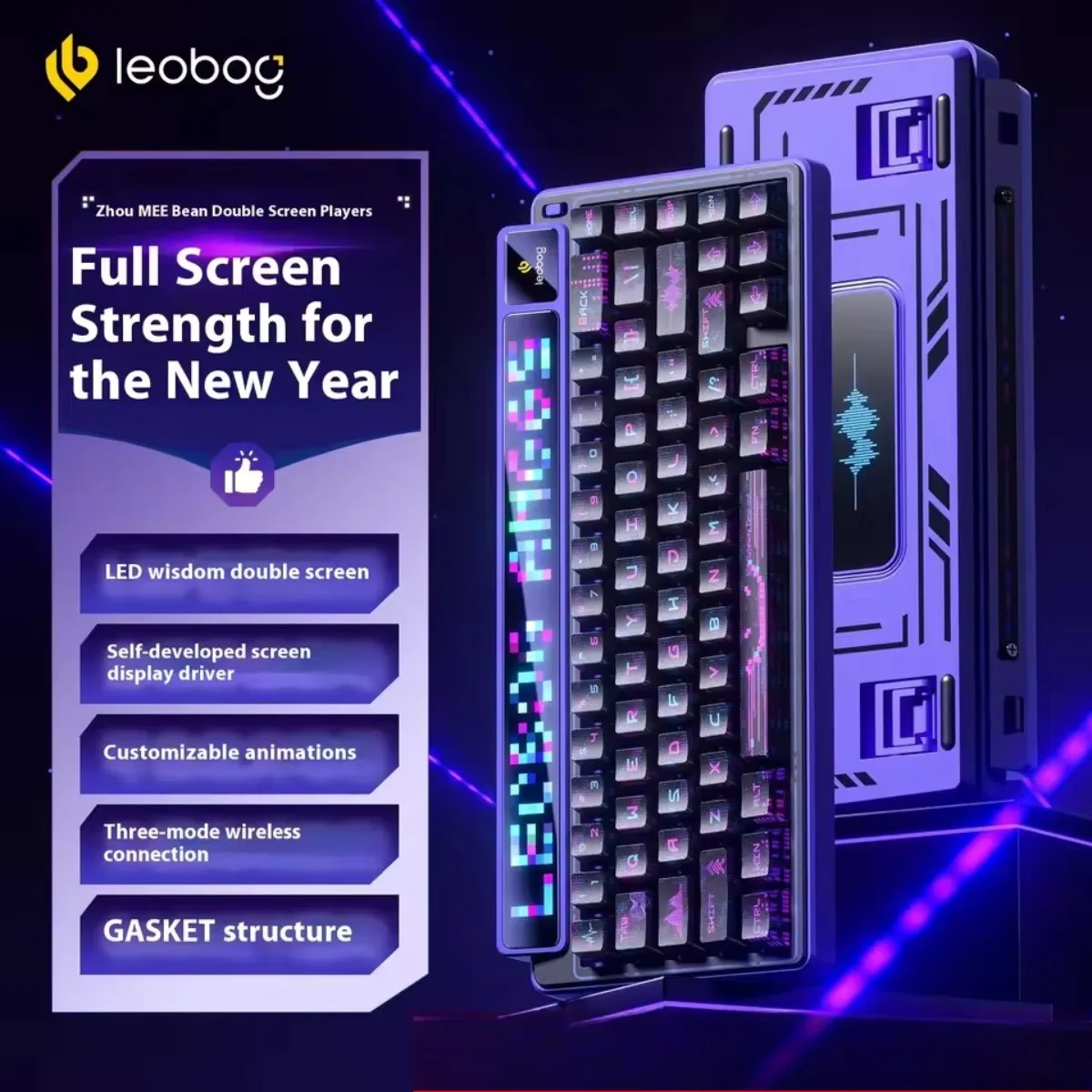 

LEOBOG AMG65 Gaming Keyboard With TFT LED Screen 3mode RGB Hot Swap E-sports Keyboard Custom Computer Gamer Accessories Gifts