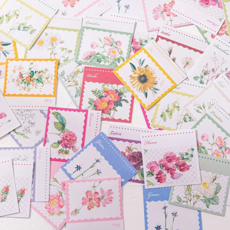 46Pieces Stickers Colorful Butterfly Flowers Rose Account Decorative Pattern Diary Adhesive Scrapbooking Material Stationery 4CM